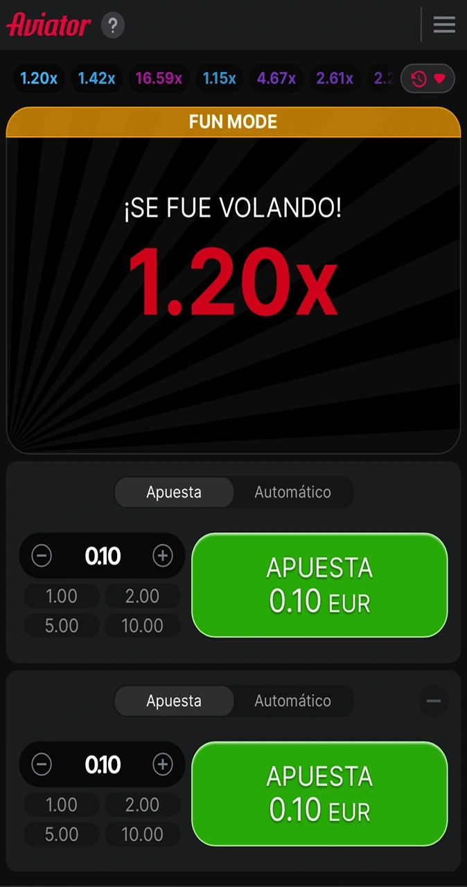 Fin de la ronda de juego de Aviador en Locowin.